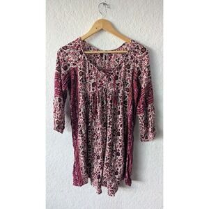 American Eagle Tunic Mini Dress Floral‎ Print Boho Peasant Styled  Size XS